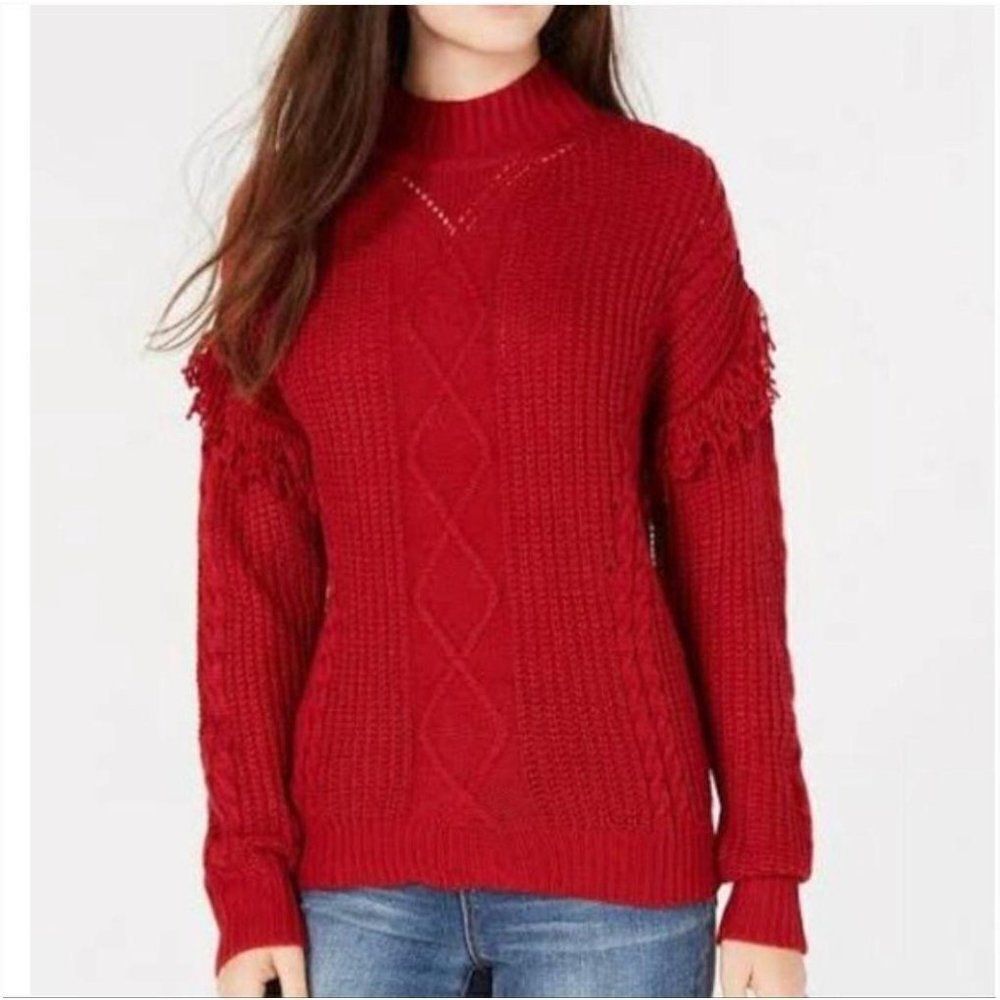 American Rag Mixed Knit Sweater L Red